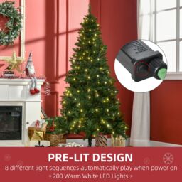 HOMCOM 6FT Prelit Artificial Christmas Tree w/ Warm White Light Xmas Decoration in Green - thumbnail 5