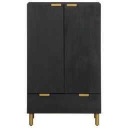 Berkfield Home Highboard Black 60x33x100 cm Engineered Wood - Size: 60 x 33 x 100 cm - thumbnail 3