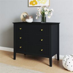 Melody Maison 3 Drawer Chest Of Drawers - Hales Black Range - thumbnail 4