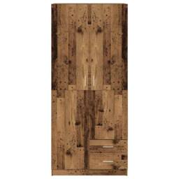 Berkfield Home Wardrobe Old Wood 80x52x180 cm Engineered Wood in Brown - Size: 80 x 52 x 180 cm - thumbnail 4