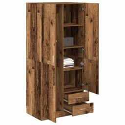 Berkfield Home Wardrobe Old Wood 80x52x180 cm Engineered Wood in Brown - Size: 80 x 52 x 180 cm - thumbnail 3