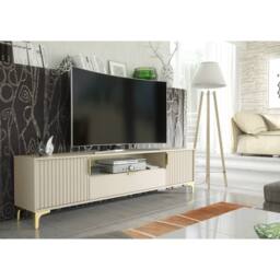 Creative Furniture Tide Crest TV Unit 200cm - Cashmere Warm Beige Taupe Finish & Gold - thumbnail 2