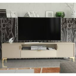 Creative Furniture Tide Crest TV Unit 200cm - Cashmere Warm Beige Taupe Finish & Gold - thumbnail 4