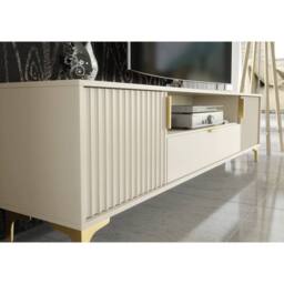 Creative Furniture Tide Crest TV Unit 200cm - Cashmere Warm Beige Taupe Finish & Gold - thumbnail 3