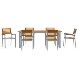 Berkfield Home 7 Piece Garden Dining Set Solid Wood Acacia & Metal in Grey - thumbnail 7
