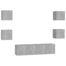 Berkfield Home 6 Piece TV Cabinet Set Concrete Grey Engineered Wood - thumbnail 2