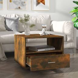 Berkfield Home Decorative Coffee Table Smoked Oak 55x55x40 cm Engineered Wood in Brown - Size: 55 x 55 x 40 cm - thumbnail 2