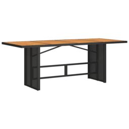 Berkfield Home 9 Piece Garden Dining Set Black Poly Rattan Acacia - thumbnail 5