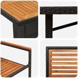 Berkfield Home 9 Piece Garden Dining Set Black Poly Rattan Acacia - thumbnail 9