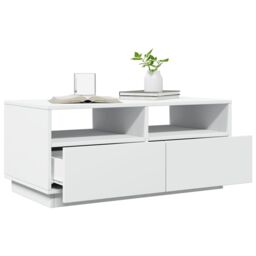 Berkfield Home Coffee Table with LED Lights White 90x49x40 cm - Size: 90 x 49 x 40 cm - thumbnail 6