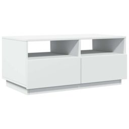 Berkfield Home Coffee Table with LED Lights White 90x49x40 cm - Size: 90 x 49 x 40 cm - thumbnail 3