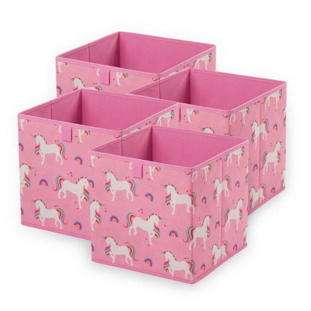 OHS Storage Cube Boxes Unicorn 2 Pack Folding Space Saving Shoe Toy Set in Pink - image 1