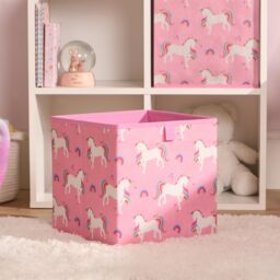 OHS Storage Cube Boxes Unicorn 2 Pack Folding Space Saving Shoe Toy Set in Pink - thumbnail 3