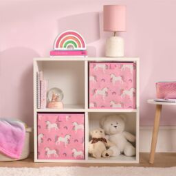 OHS Storage Cube Boxes Unicorn 2 Pack Folding Space Saving Shoe Toy Set in Pink - thumbnail 2