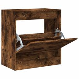 Berkfield Home Shoe Cabinet Smoked Oak 60x34x63.5 cm Engineered Wood in Brown - thumbnail 3