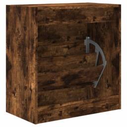 Berkfield Home Shoe Cabinet Smoked Oak 60x34x63.5 cm Engineered Wood in Brown - thumbnail 7