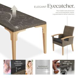 tectake Garden Table & Chairs - Foggia dining table, 6 Rosarno chairs in Natural - Size: 6 Person - thumbnail 3