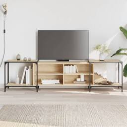 Berkfield Home TV Cabinet Sonoma Oak 203x37x50 cm Engineered Wood in Light Brown - Size: 203 x 37 x 50 cm - thumbnail 2