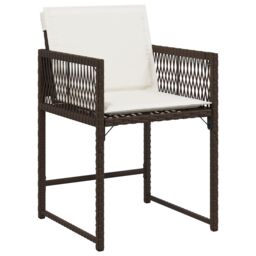 Berkfield Home 5 Piece Garden Dining Set with Cushions Brown Poly Rattan - thumbnail 6