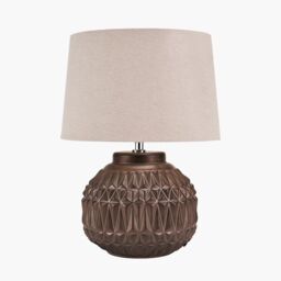 Ruma Set of 2 Anneli Bronze Aztec Texture Ceramic Table Lamp - thumbnail 4