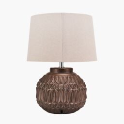 Ruma Set of 2 Anneli Bronze Aztec Texture Ceramic Table Lamp - thumbnail 5
