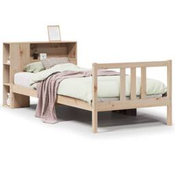 Berkfield Home Decorative Bookcase Bed without Mattress 75x190cm Solid Wood Pine in Natural - Size: 75x190 cm - thumbnail 3
