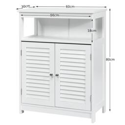 Kelvenix Bathroom Floor Cabinet Wooden Storage Cabinet in White - thumbnail 2