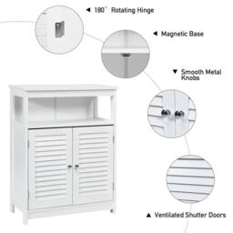 Kelvenix Bathroom Floor Cabinet Wooden Storage Cabinet in White - thumbnail 4