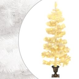 Berkfield Home Swirl Pre-lit Christmas Tree with Pot White 120 cm PVC