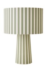 ValueLights Thorley Stripe Drum Shade Full Fabric Table Lamp in Pale Green - thumbnail 6