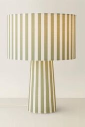 ValueLights Thorley Stripe Drum Shade Full Fabric Table Lamp in Pale Green - thumbnail 3