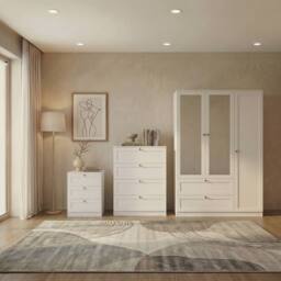 Home Discount Vida Designs Altino 3Pc Bedroom Set(3Dr Bedside, 4Dr Chest, Wardrobe) in White - thumbnail 1