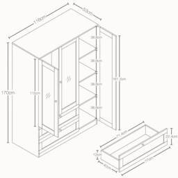 Home Discount Vida Designs Altino 3Pc Bedroom Set(3Dr Bedside, 4Dr Chest, Wardrobe) in White - thumbnail 3