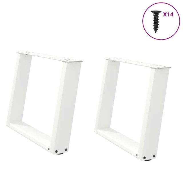 Berkfield Home Coffee Table Legs U-Shaped 2 pcs White 70x(42-43) cm Steel - image 1