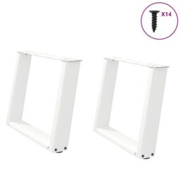 Berkfield Home Coffee Table Legs U-Shaped 2 pcs White 70x(42-43) cm Steel - thumbnail 1