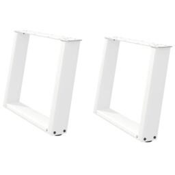 Berkfield Home Coffee Table Legs U-Shaped 2 pcs White 70x(42-43) cm Steel - thumbnail 2