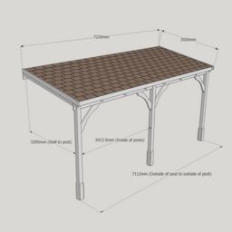 Rutland County Garden Furniture Ltd Felt Shingle Roof Car Port 3 Post, Wood - L350 x W722 cm - Light Green - thumbnail 5