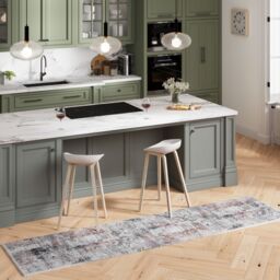 Kukoon Washable Runner Rug Grey Abstract Long Hallway Carpet Mat 80cm x 300cm - Size: 80 cm x 300 cm - thumbnail 3