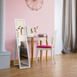 Gymax 2 in 1 Full Length Body Mirror Free Standing Dressing Mirror Wall Mounted in White - thumbnail 5