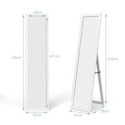 Gymax 2 in 1 Full Length Body Mirror Free Standing Dressing Mirror Wall Mounted in White - thumbnail 2
