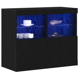 Berkfield Home Sideboard with LED Lights Black Oak 81x37x67 cm - Size: 81 x 37 x 67 cm - thumbnail 3
