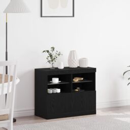 Berkfield Home Sideboard with LED Lights Black Oak 81x37x67 cm - Size: 81 x 37 x 67 cm - thumbnail 1