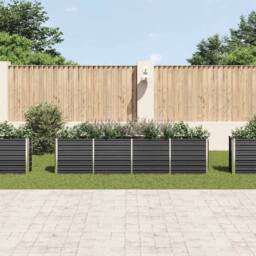 Berkfield Home Raised Garden Bed 320x40x77 cm Galvanised Steel Anthracite in Black - Size: 320 x 40 x 77 cm