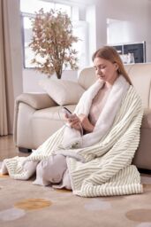 Neo Waffle Shaped Electric Blanket Heated Fleece Overblanket Throw Machine Washable Remote Timer Control Heat Settings - Size: 130 cm x 160 cm - thumbnail 2