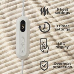 Neo Waffle Shaped Electric Blanket Heated Fleece Overblanket Throw Machine Washable Remote Timer Control Heat Settings - Size: 130 cm x 160 cm - thumbnail 3