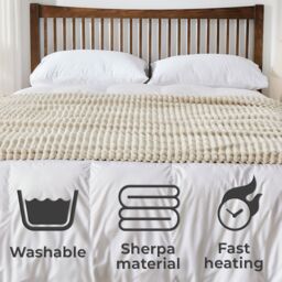 Neo Waffle Shaped Electric Blanket Heated Fleece Overblanket Throw Machine Washable Remote Timer Control Heat Settings - Size: 130 cm x 160 cm - thumbnail 4