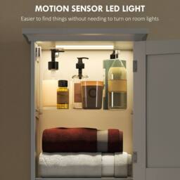 HOMCOM 170cm Tall Bathroom Storage Cabinet with LED Light, Adjustable Shelf in White - thumbnail 4