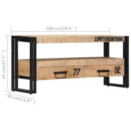 Berkfield Home TV Cabinet 100x30x45 cm Solid Mango Wood in Brown - Size: 100 x 30 x 45 cm - thumbnail 6