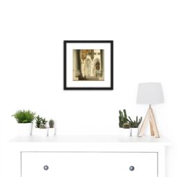 Artery8 Saenredam Interior Of The Church Of St Bavo 8X8 Inch Square Wooden Framed Wall Art Print Picture with Mount in Black - thumbnail 2