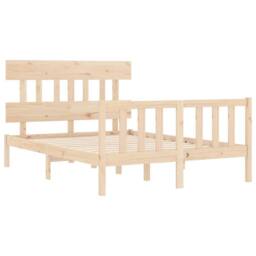 Berkfield Home Bed Frame with Headboard 140x190 cm Solid Wood in Light Tan - thumbnail 5